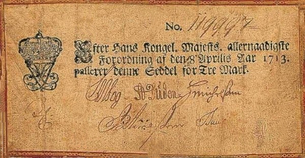 Front of Denmark pA12b: 3 Mark from 1713
