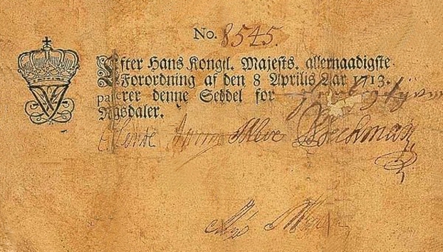 Front of Denmark pA4: 25 Rigsdaler from 1713