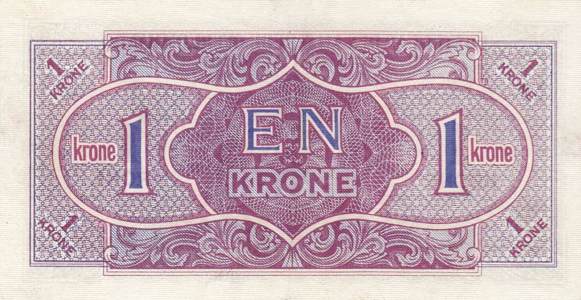 Back of Denmark pM2: 1 Krone from 1945