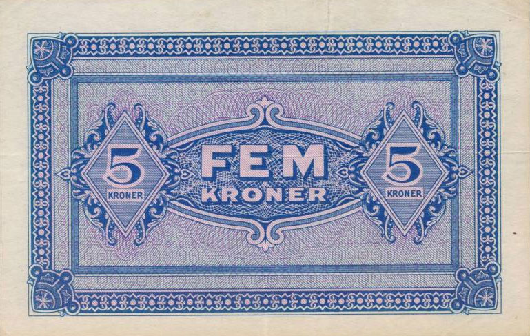 Back of Denmark pM3: 5 Kroner from 1945