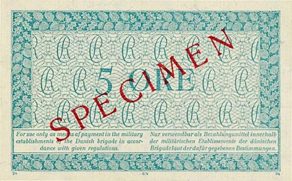 Back of Denmark pM7s: 5 Ore from 1947