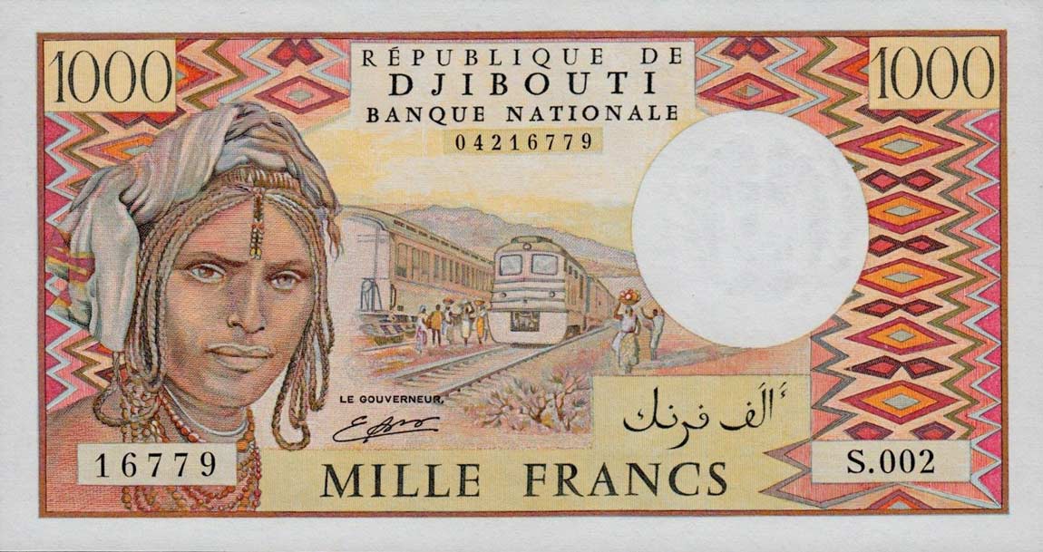 Front of Djibouti p37c: 1000 Francs from 1991