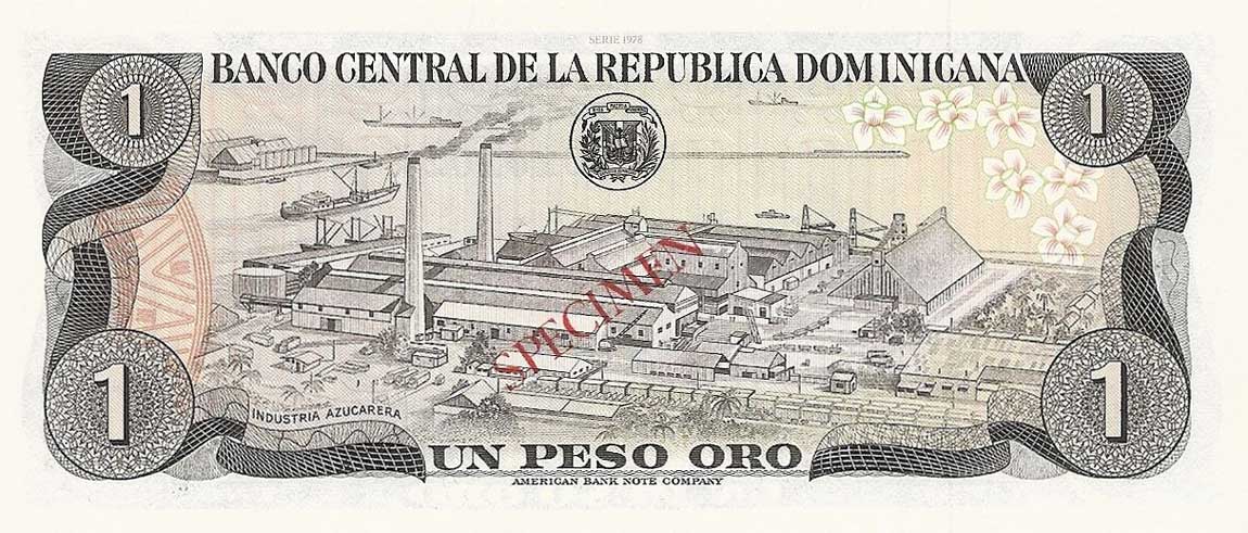 Back of Dominican Republic p116s: 1 Peso Oro from 1978