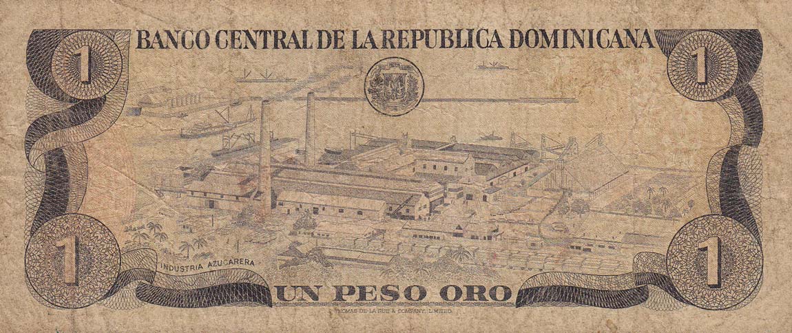 Back of Dominican Republic p117a: 1 Peso Oro from 1980