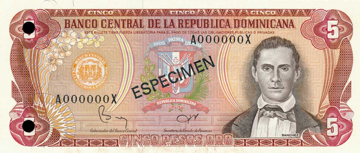 Front of Dominican Republic p118s1: 5 Pesos Oro from 1978