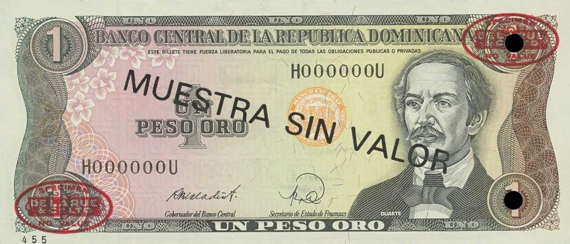 Front of Dominican Republic p126s3: 1 Peso Oro from 1988