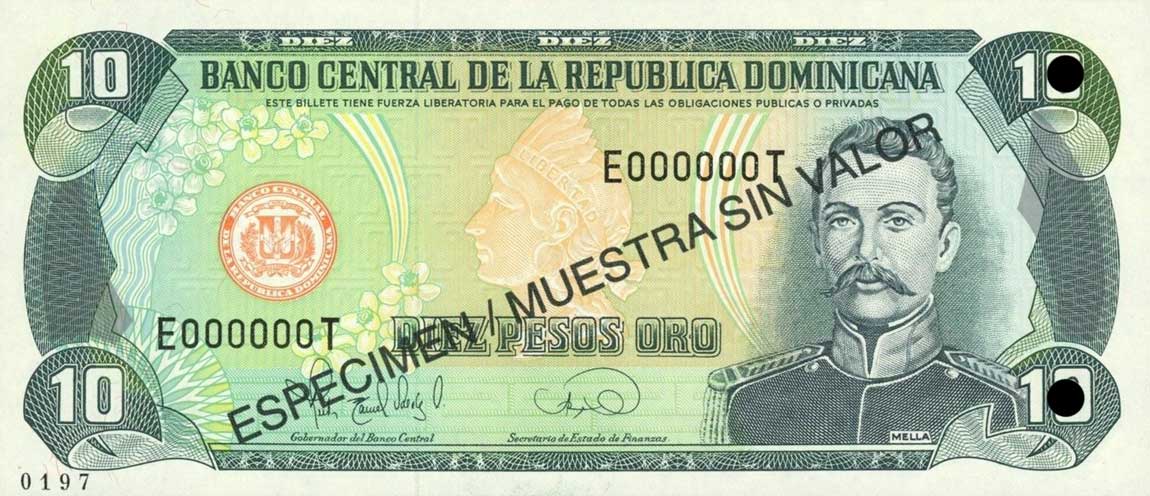Front of Dominican Republic p148s: 10 Pesos Oro from 1995