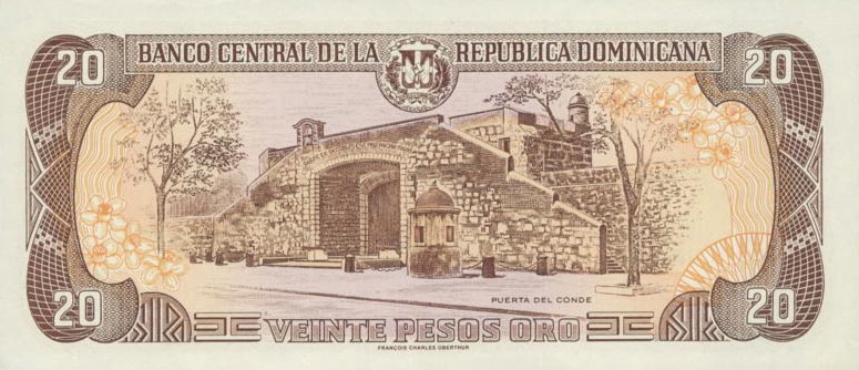 Back of Dominican Republic p154a: 20 Pesos Oro from 1997