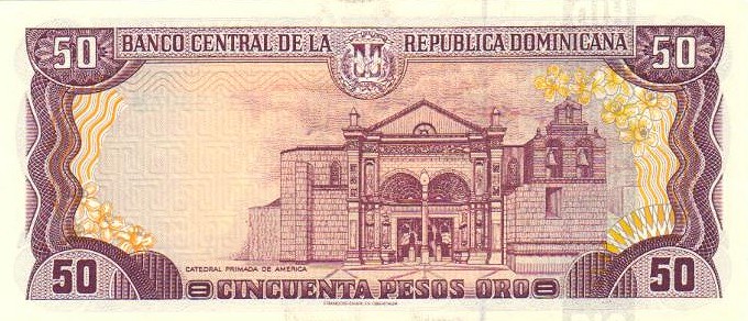 Back of Dominican Republic p155a: 50 Pesos Oro from 1997