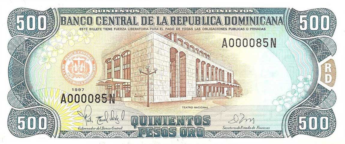 Front of Dominican Republic p157b: 500 Pesos Oro from 1997