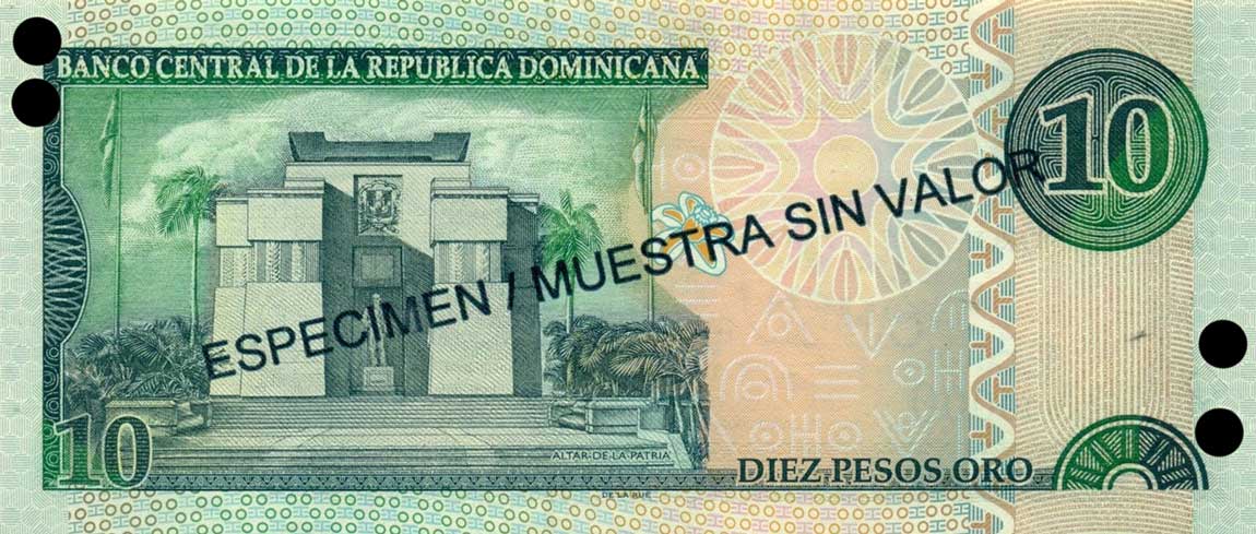 Back of Dominican Republic p168s2: 10 Pesos Oro from 2002