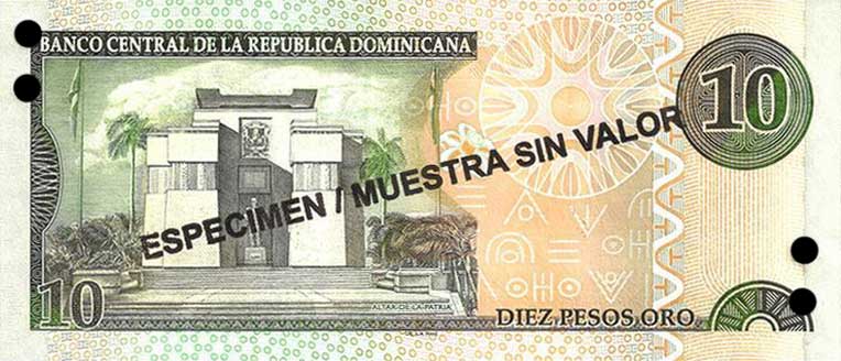 Back of Dominican Republic p168s3: 10 Pesos Oro from 2003
