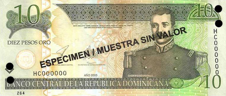 Front of Dominican Republic p168s3: 10 Pesos Oro from 2003
