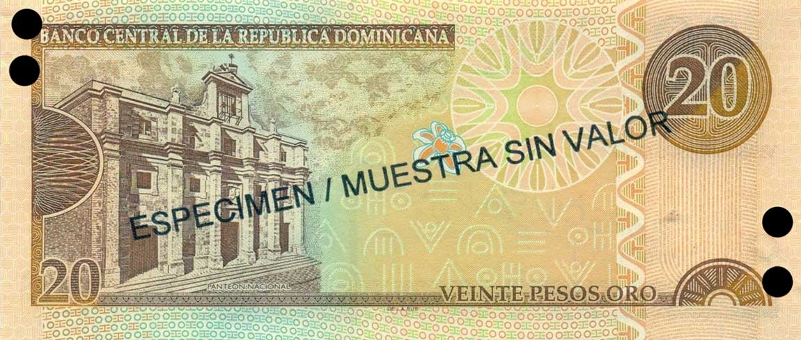 Back of Dominican Republic p169s2: 20 Pesos Oro from 2002