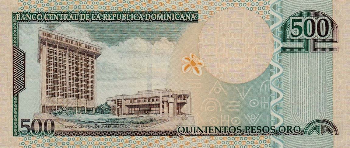 Back of Dominican Republic p172b: 500 Pesos Oro from 2003