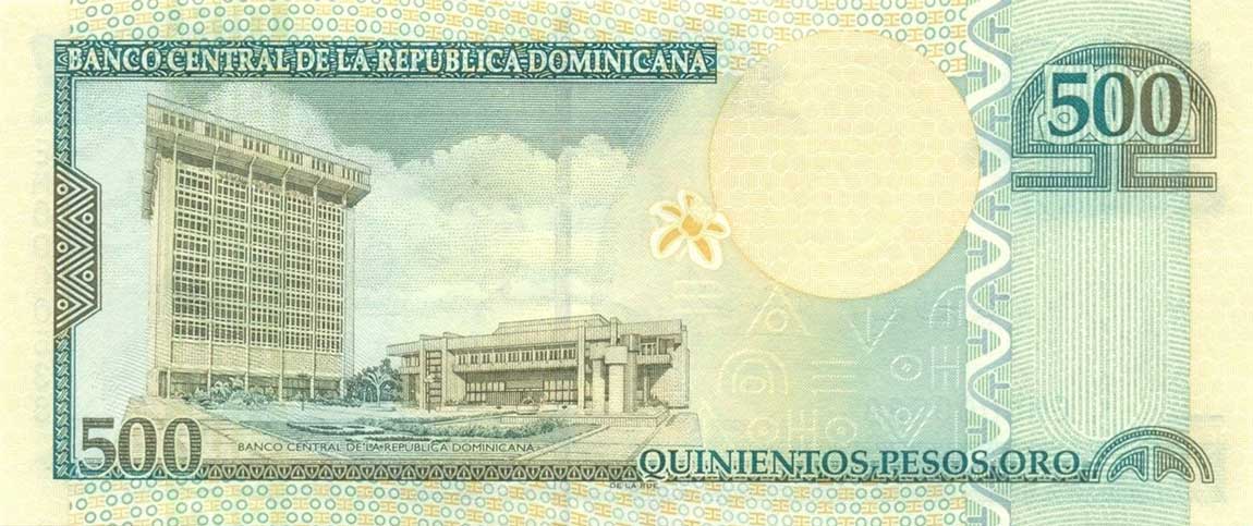 Back of Dominican Republic p172c: 500 Pesos Oro from 2004