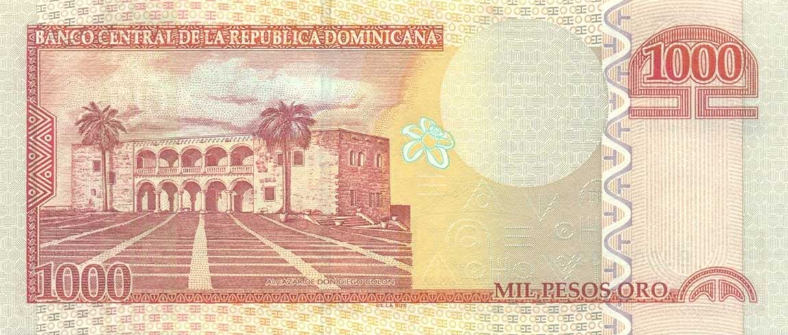 Back of Dominican Republic p173c: 1000 Pesos Oro from 2004