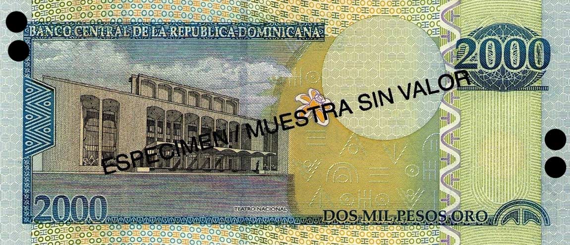 Back of Dominican Republic p174s1: 2000 Pesos Oro from 2002