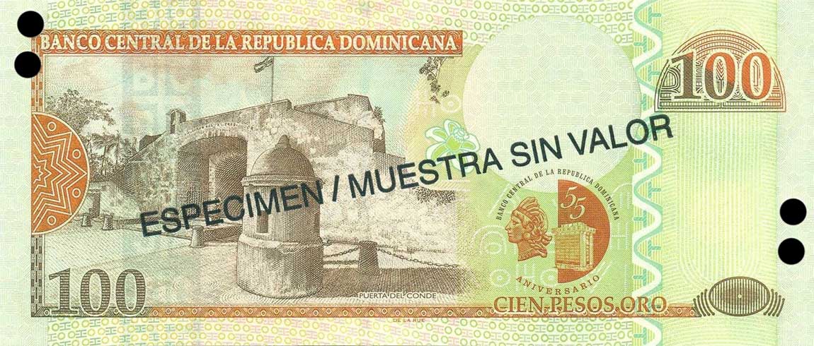 Back of Dominican Republic p175s1: 100 Pesos Oro from 2002