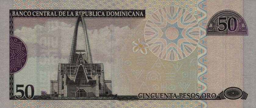 Back of Dominican Republic p176Aa: 50 Pesos Oro from 2008