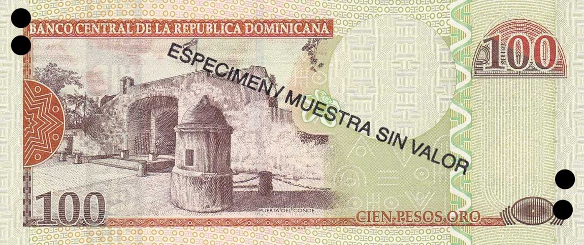 Back of Dominican Republic p177s2: 100 Pesos Oro from 2009