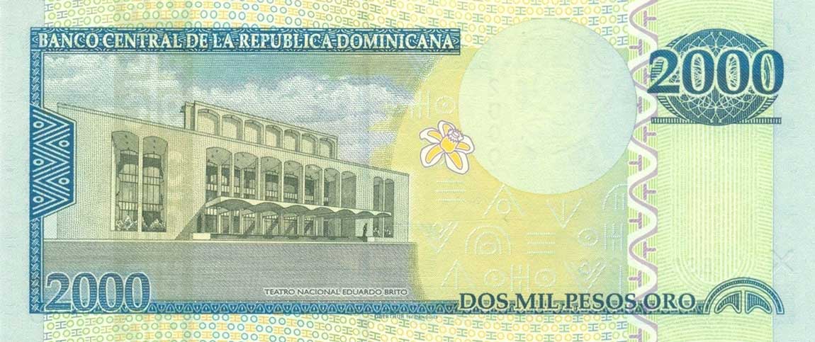 Back of Dominican Republic p181c: 2000 Pesos Oro from 2010