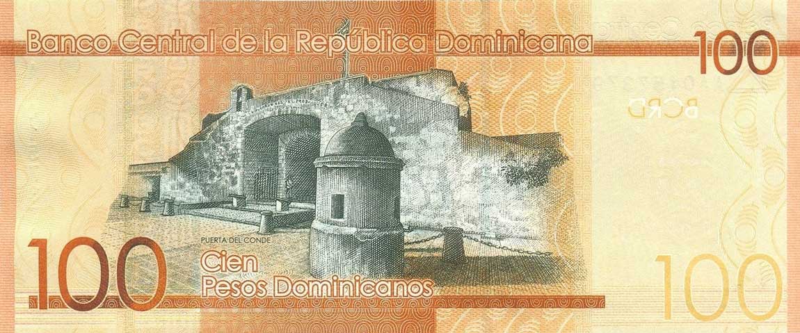 Back of Dominican Republic p190a: 100 Pesos Dominicanos from 2014