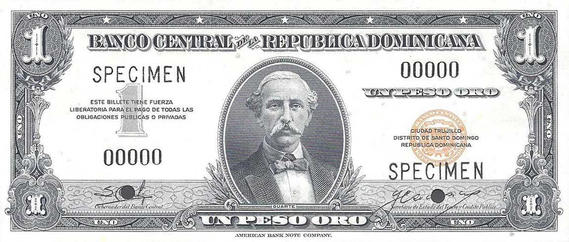 Front of Dominican Republic p60s: 1 Peso Oro from 1947