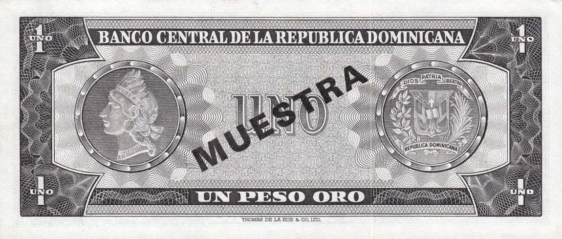 Back of Dominican Republic p99s3: 1 Peso Oro from 1964