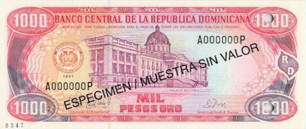 Front of Dominican Republic p158s2: 1000 Pesos Oro from 1997