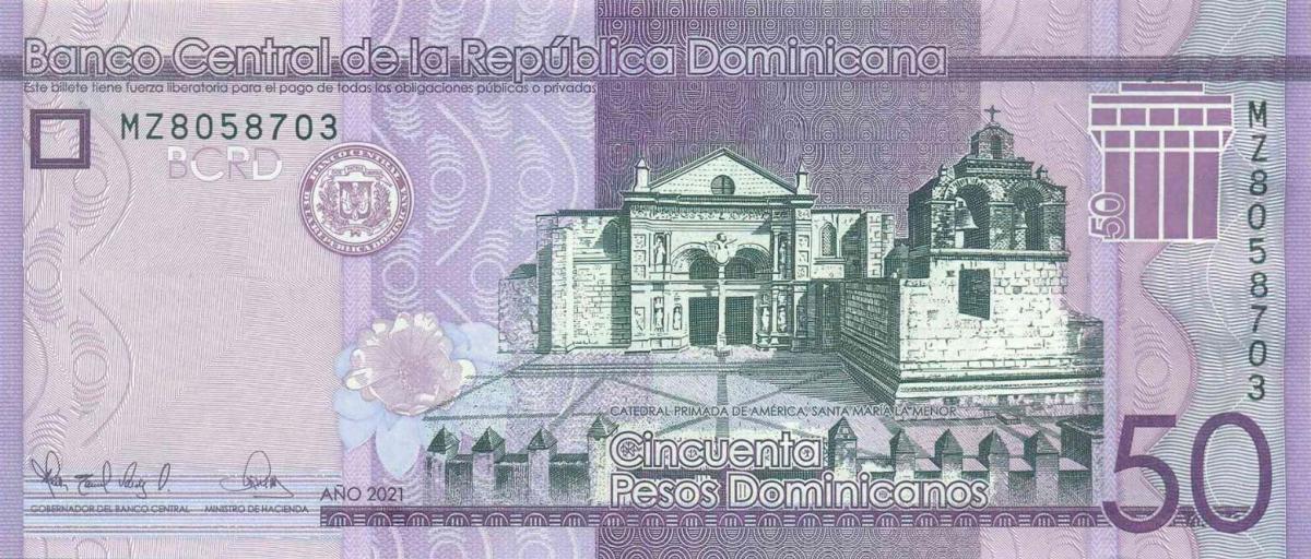 Front of Dominican Republic p189g: 50 Pesos Dominicanos from 2021