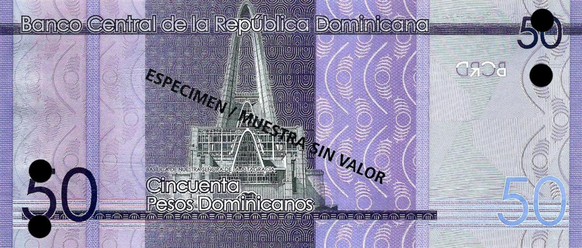 Back of Dominican Republic p189s: 50 Pesos Dominicanos from 2014