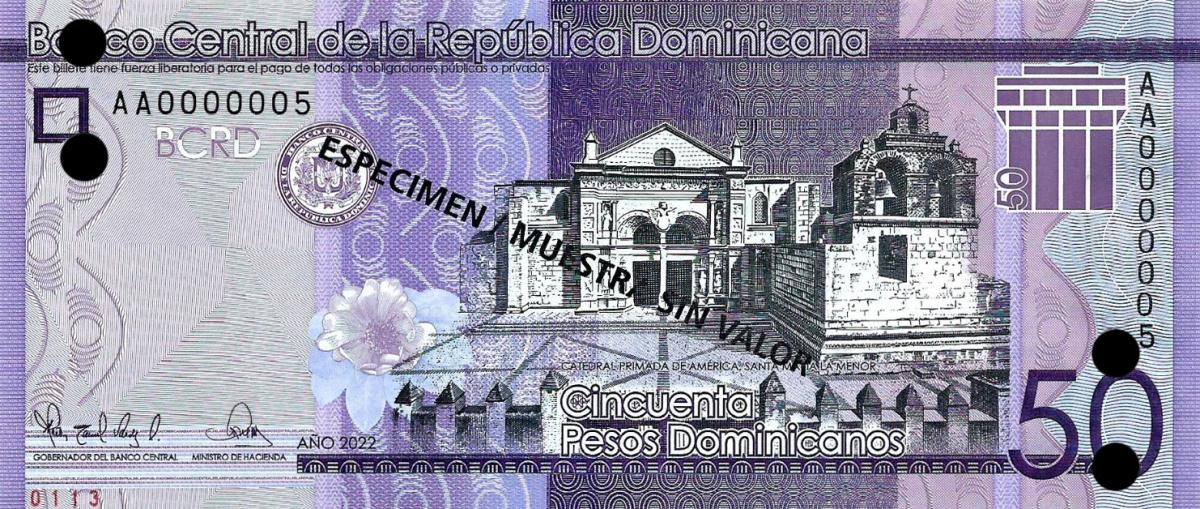 Front of Dominican Republic p189s: 50 Pesos Dominicanos from 2014