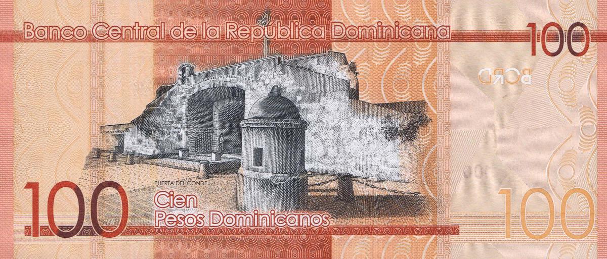 Back of Dominican Republic p190d: 100 Pesos Dominicanos from 2017