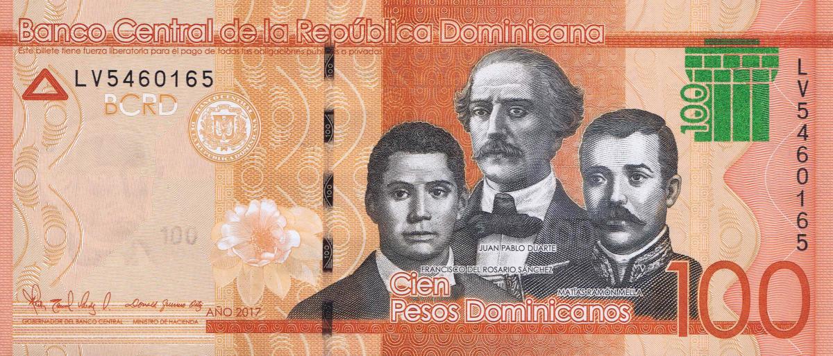 Front of Dominican Republic p190d: 100 Pesos Dominicanos from 2017