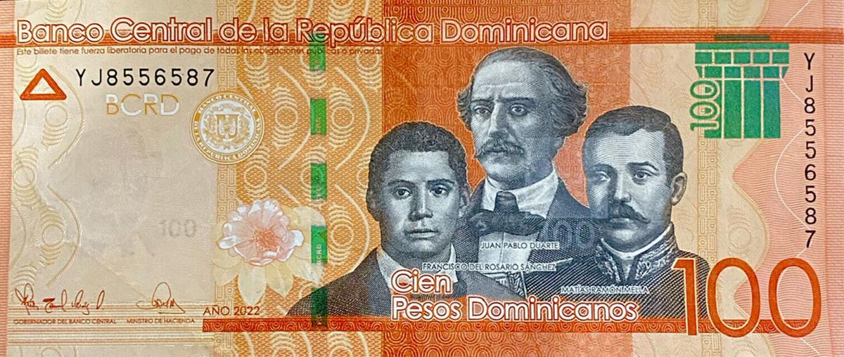 Front of Dominican Republic p190g: 100 Pesos Dominicanos from 2022