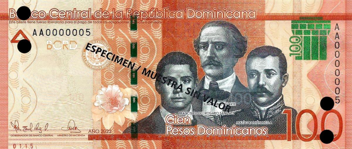 Front of Dominican Republic p190s: 100 Pesos Dominicanos from 2014