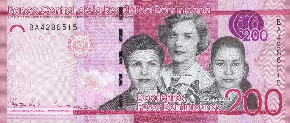 Front of Dominican Republic p191b: 200 Pesos Dominicanos from 2015