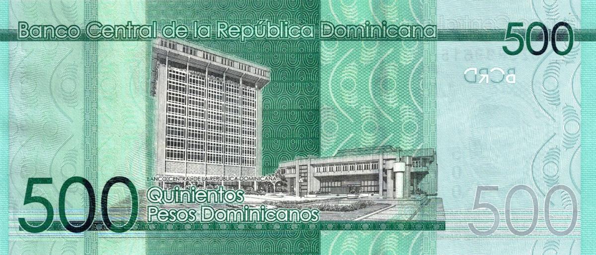 Back of Dominican Republic p192e: 500 Pesos Dominicanos from 2022