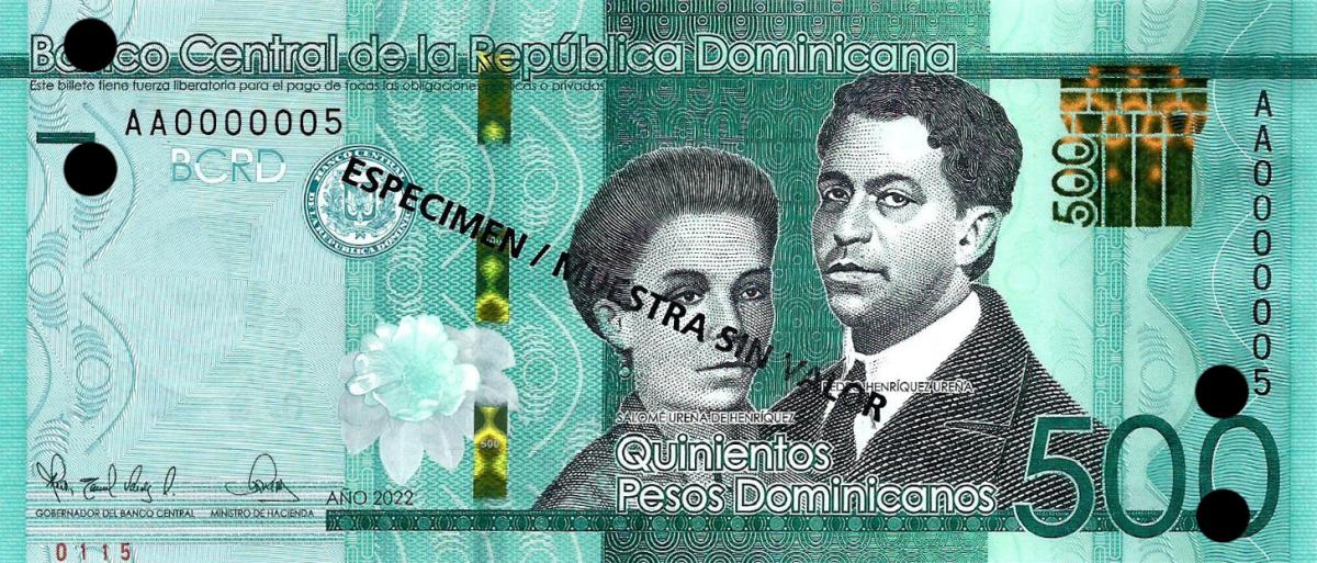 Front of Dominican Republic p192s: 500 Pesos Dominicanos from 2014