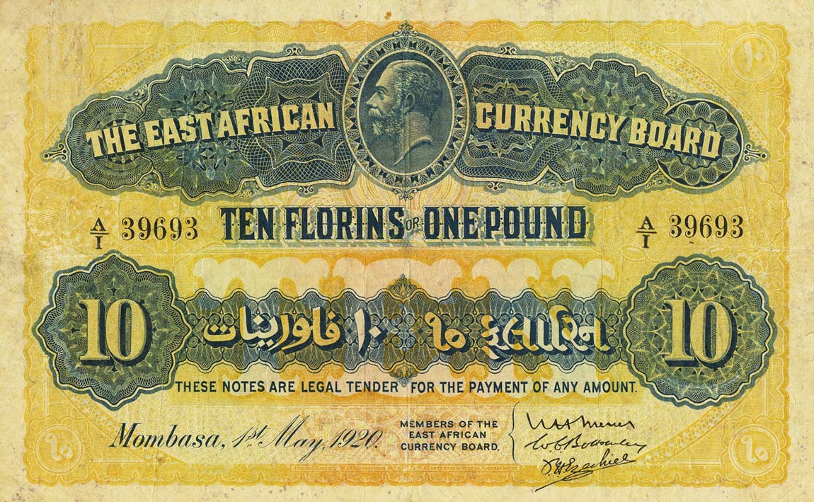 Front of East Africa p10: 10 Florin from 1920