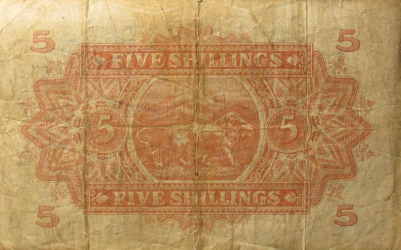 Back of East Africa p26Aa: 5 Shillings from 1939