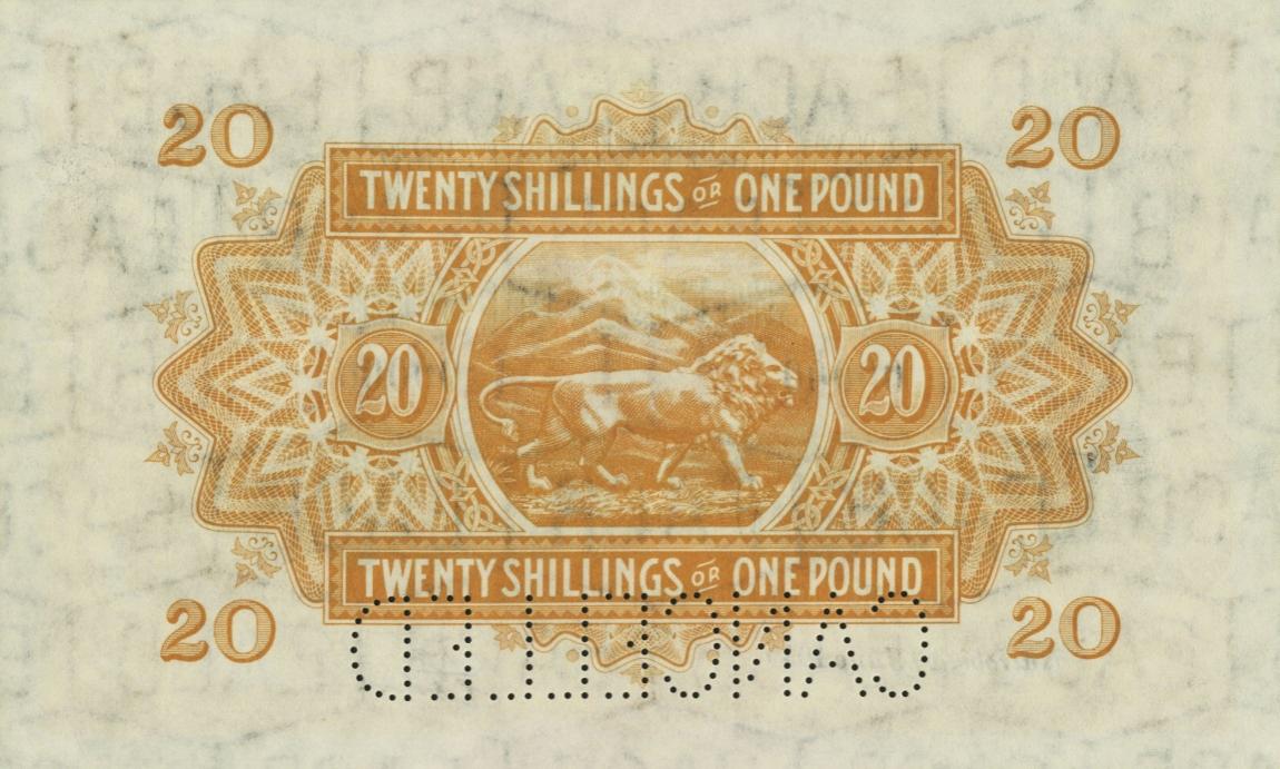 Back of East Africa p30s: 20 Shillings from 1938