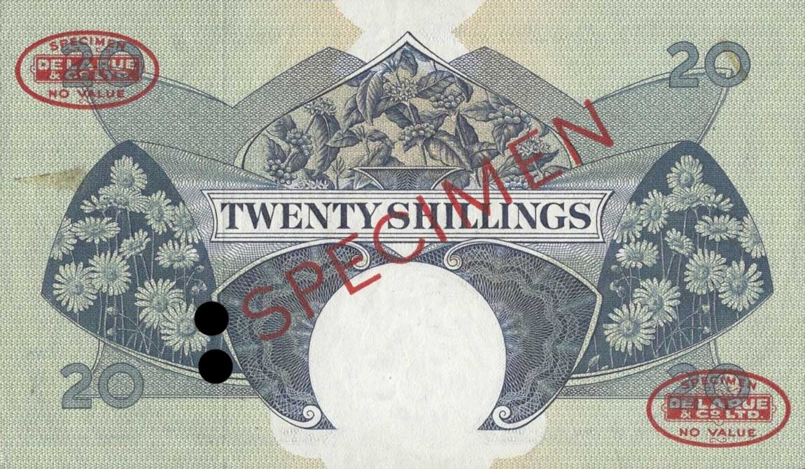 Back of East Africa p39s: 20 Shillings from 1958