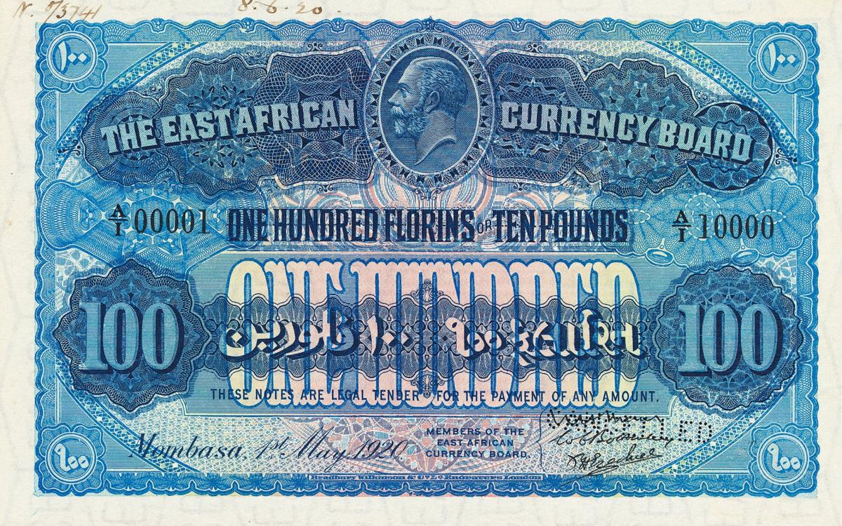 Front of East Africa p12As: 100 Florin from 1920
