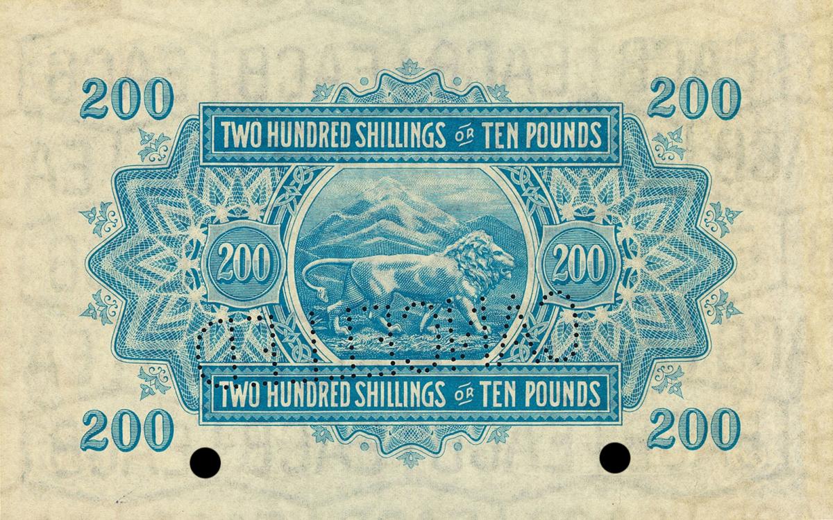 Back of East Africa p17s: 200 Shillings from 1921