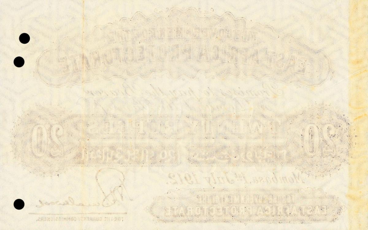 Back of East Africa p3ct: 20 Rupees from 1912