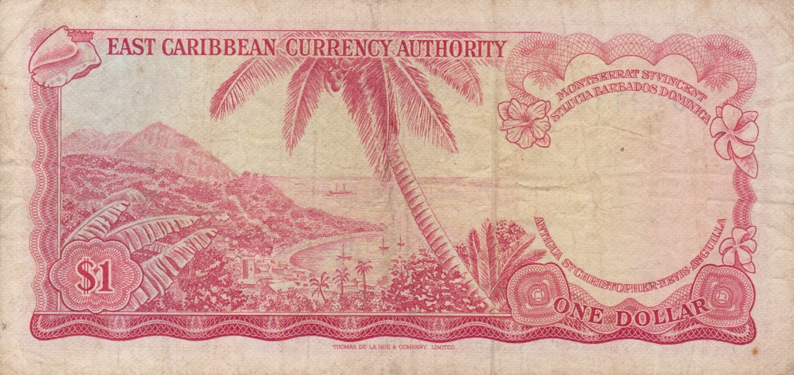 Back of East Caribbean States p13a: 1 Dollar from 1965