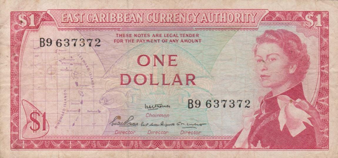 Front of East Caribbean States p13a: 1 Dollar from 1965