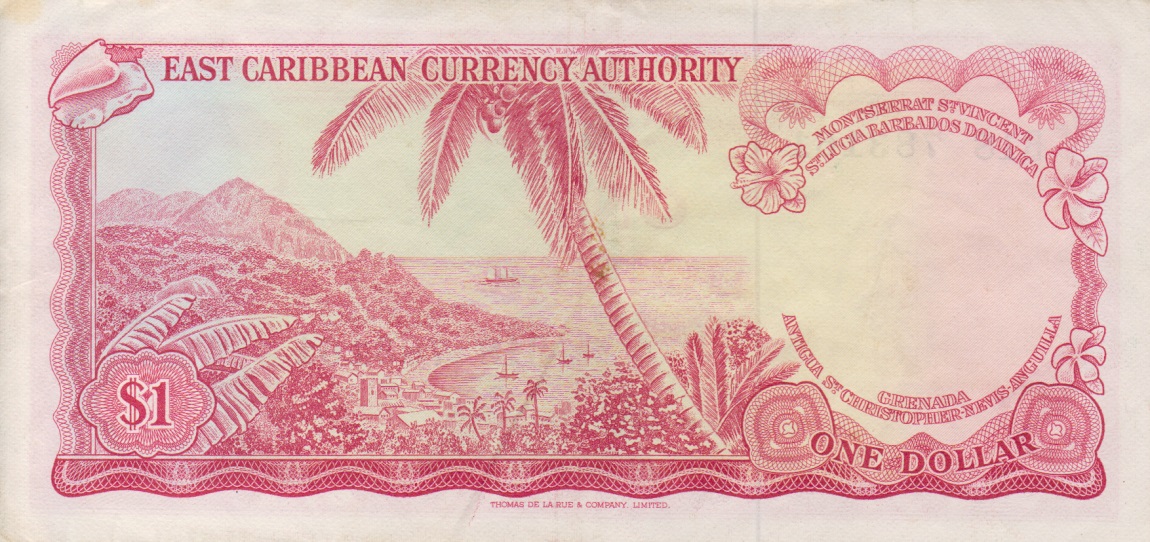 Back of East Caribbean States p13c: 1 Dollar from 1965